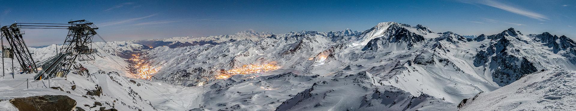 Panorama de nuit de la station de Val Thorens